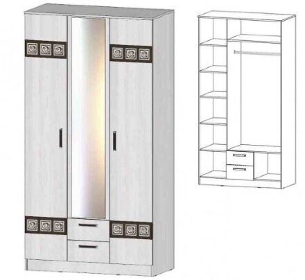 Шкаф 3-х створчатый Коста-Рика, анкор светлый 